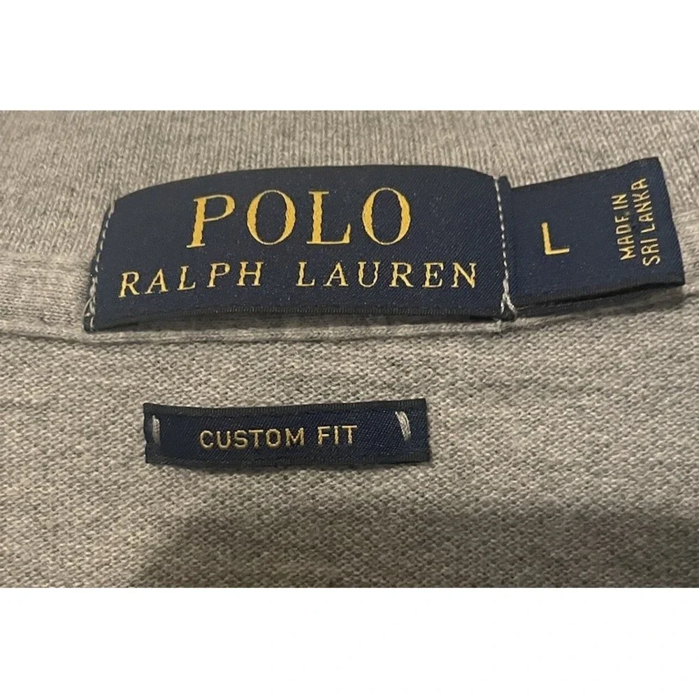 Polo Ralph Lauren Custom Fit Polo Shirt Mens L Gray Short Sleeve Pony Logo